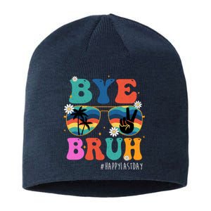 Bye Bruh Happy Last Day Of School Retro Hippie Sustainable Beanie