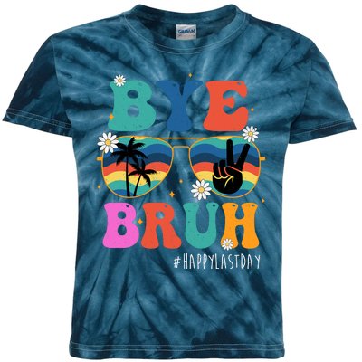 Bye Bruh Happy Last Day Of School Retro Hippie Kids Tie-Dye T-Shirt