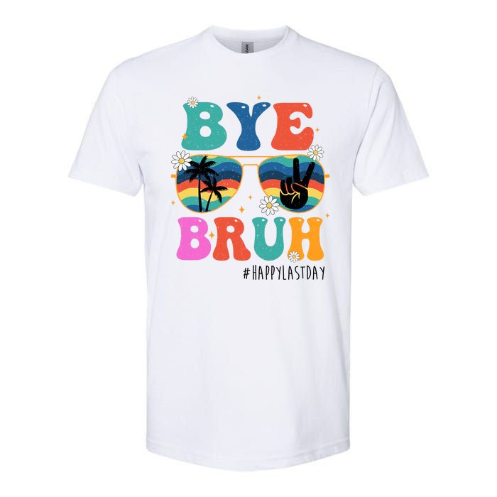 Bye Bruh Happy Last Day Of School Retro Hippie Softstyle CVC T-Shirt