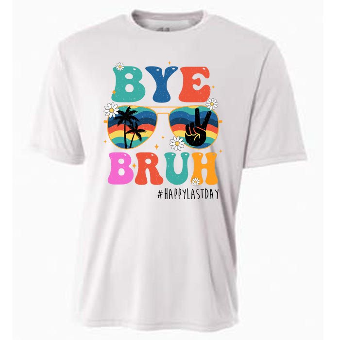 Bye Bruh Happy Last Day Of School Retro Hippie Cooling Performance Crew T-Shirt