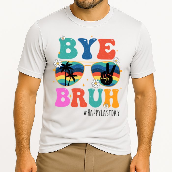 Bye Bruh Happy Last Day Of School Retro Hippie Cooling Performance Crew T-Shirt