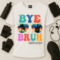 Bye Bruh Happy Last Day Of School Retro Hippie Cooling Performance Crew T-Shirt