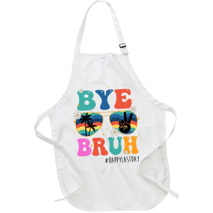 Bye Bruh Happy Last Day Of School Retro Hippie Apron