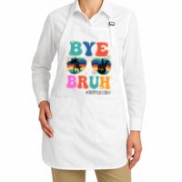 Bye Bruh Happy Last Day Of School Retro Hippie Apron