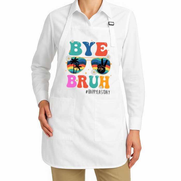 Bye Bruh Happy Last Day Of School Retro Hippie Apron