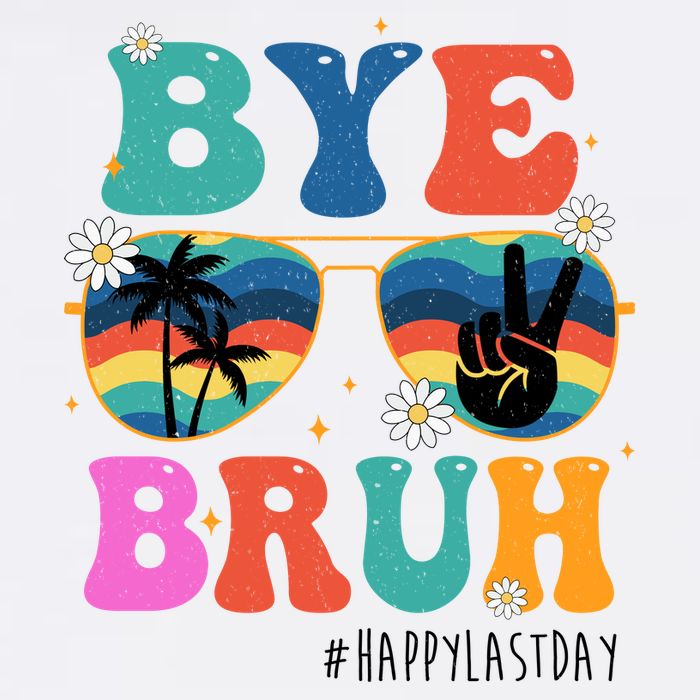 Bye Bruh Happy Last Day Of School Retro Hippie Apron
