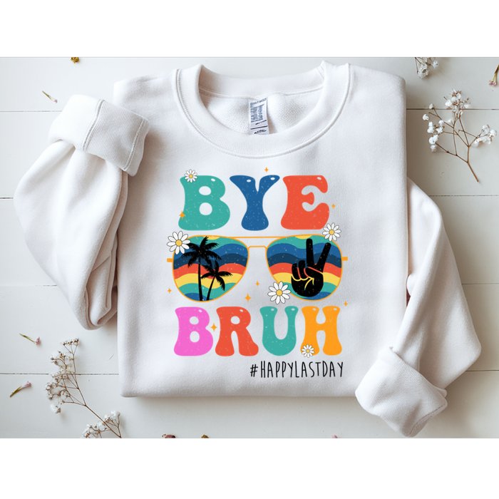 Bye Bruh Happy Last Day Of School Retro Hippie Sweatshirt