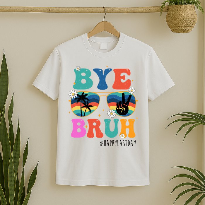 Bye Bruh Happy Last Day Of School Retro Hippie T-Shirt