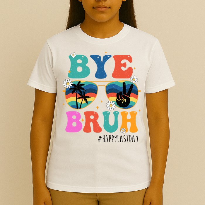 Bye Bruh Happy Last Day Of School Retro Hippie T-Shirt