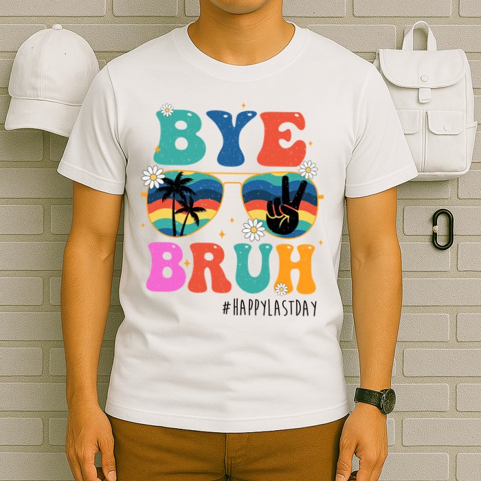 Bye Bruh Happy Last Day Of School Retro Hippie T-Shirt