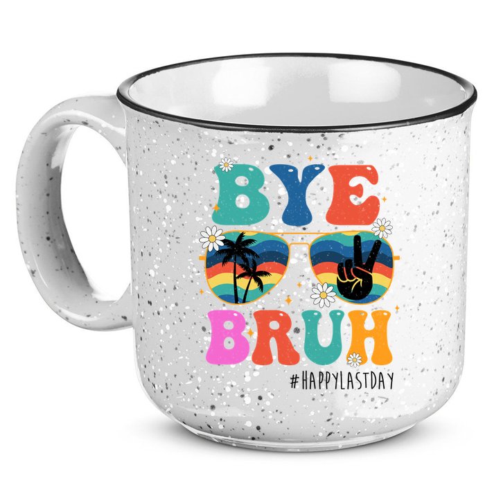 Bye Bruh Happy Last Day Of School Retro Hippie 15oz Campfire Ceramic Mug