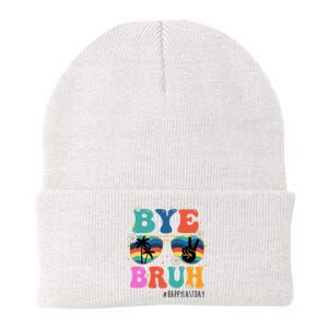 Bye Bruh Happy Last Day Of School Retro Hippie Knit Cap Winter Beanie