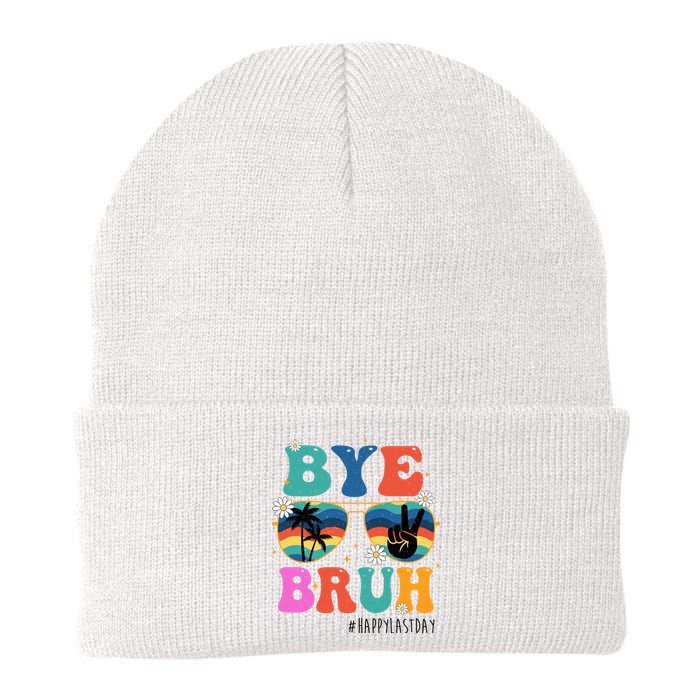 Bye Bruh Happy Last Day Of School Retro Hippie Knit Cap Winter Beanie