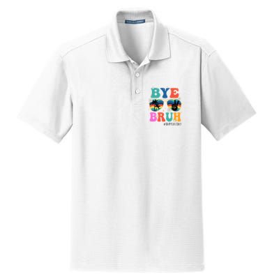 Bye Bruh Happy Last Day Of School Retro Hippie Dry Zone Grid Polo