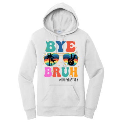 Bye Bruh Happy Last Day Of School Retro Hippie Women's Pullover Hoodie