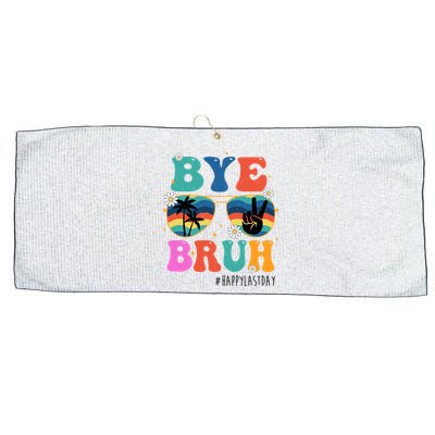 Bye Bruh Happy Last Day Of School Retro Hippie Large Microfiber Waffle Golf Towel