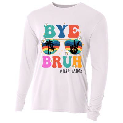 Bye Bruh Happy Last Day Of School Retro Hippie Cooling Performance Long Sleeve Crew
