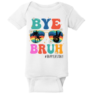 Bye Bruh Happy Last Day Of School Retro Hippie Baby Bodysuit