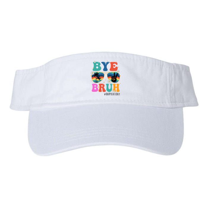 Bye Bruh Happy Last Day Of School Retro Hippie Valucap Bio-Washed Visor