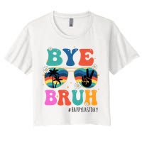 Bye Bruh Happy Last Day Of School Retro Hippie Crop Top