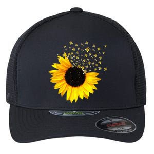 bumble bee. honey bees. bee lover. sunflower. yellow flowers Flexfit Unipanel Trucker Cap