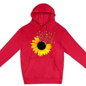 bumble bee. honey bees. bee lover. sunflower. yellow flowers Premium Pullover Hoodie