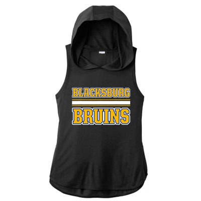 Blacksburg Bruins Horizontal Stripes Ladies PosiCharge Tri-Blend Wicking Draft Hoodie Tank