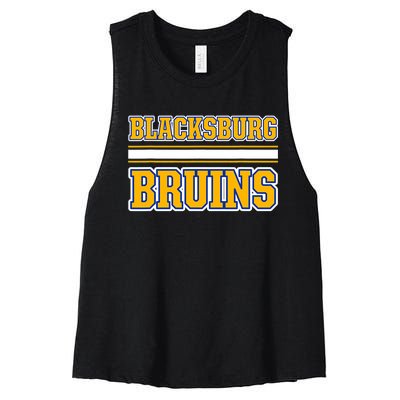 Blacksburg Bruins Horizontal Stripes Women's Racerback Cropped Tank