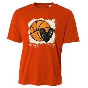 Bleached Basketball Heart Game Day Vibes Basketball Mom Life Gift Cooling Performance Crew T-Shirt