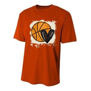 Bleached Basketball Heart Game Day Vibes Basketball Mom Life Gift Performance Sprint T-Shirt