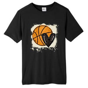 Bleached Basketball Heart Game Day Vibes Basketball Mom Life Gift Tall Fusion ChromaSoft Performance T-Shirt