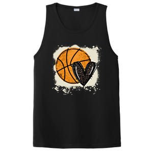 Bleached Basketball Heart Game Day Vibes Basketball Mom Life Gift PosiCharge Competitor Tank