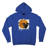 Bleached Basketball Heart Game Day Vibes Basketball Mom Life Gift Hoodie