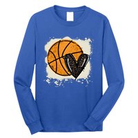 Bleached Basketball Heart Game Day Vibes Basketball Mom Life Gift Long Sleeve Shirt