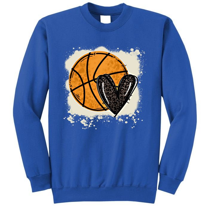 Bleached Basketball Heart Game Day Vibes Basketball Mom Life Gift Sweatshirt