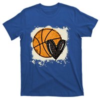 Bleached Basketball Heart Game Day Vibes Basketball Mom Life Gift T-Shirt