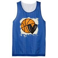 Bleached Basketball Heart Game Day Vibes Basketball Mom Life Gift Mesh Reversible Basketball Jersey Tank