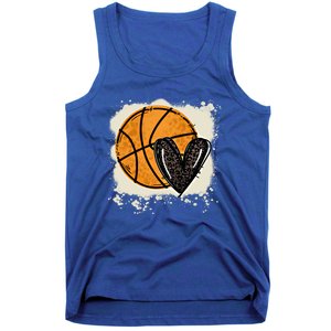 Bleached Basketball Heart Game Day Vibes Basketball Mom Life Gift Tank Top