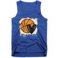 Bleached Basketball Heart Game Day Vibes Basketball Mom Life Gift Tank Top