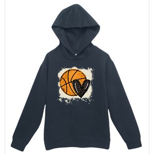 Bleached Basketball Heart Game Day Vibes Basketball Mom Life Gift Urban Pullover Hoodie