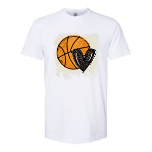 Bleached Basketball Heart Game Day Vibes Basketball Mom Life Gift Softstyle CVC T-Shirt