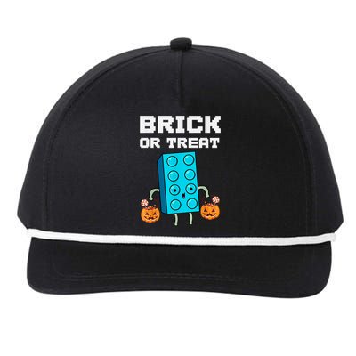 Block Building Halloween Brick Or Treat Kids Master Builder Snapback Five-Panel Rope Hat