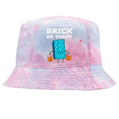 Block Building Halloween Brick Or Treat Kids Master Builder Tie-Dyed Bucket Hat