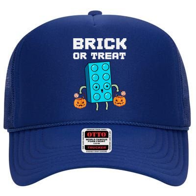 Block Building Halloween Brick Or Treat Kids Master Builder High Crown Mesh Back Trucker Hat