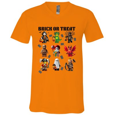 Building Bricks Halloween Brick Or Treat Costume Monsters V-Neck T-Shirt