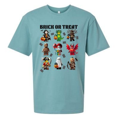 Building Bricks Halloween Brick Or Treat Costume Monsters Sueded Cloud Jersey T-Shirt