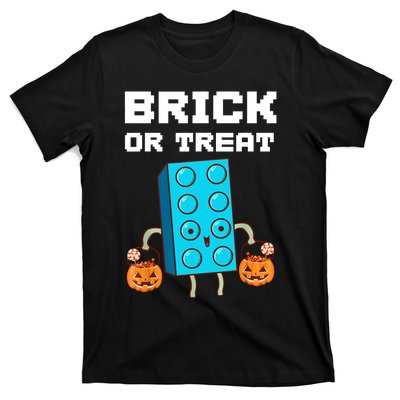 Block Building Halloween Brick Or Treat Kids Master Builder T-Shirt