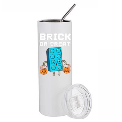 Block Building Halloween Brick Or Treat Kids Master Builder Stainless Steel Tumbler