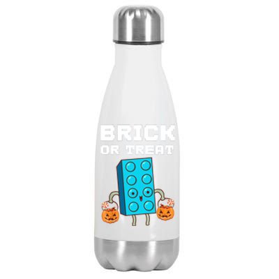 Block Building Halloween Brick Or Treat Kids Master Builder Stainless Steel Insulated Water Bottle