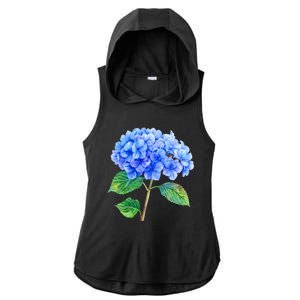 Beautiful Blue Hydrangea Flowers Ladies PosiCharge Tri-Blend Wicking Draft Hoodie Tank